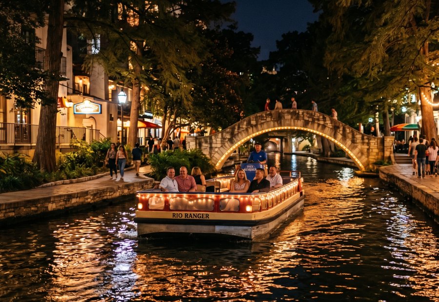San Antonio River Walk at night